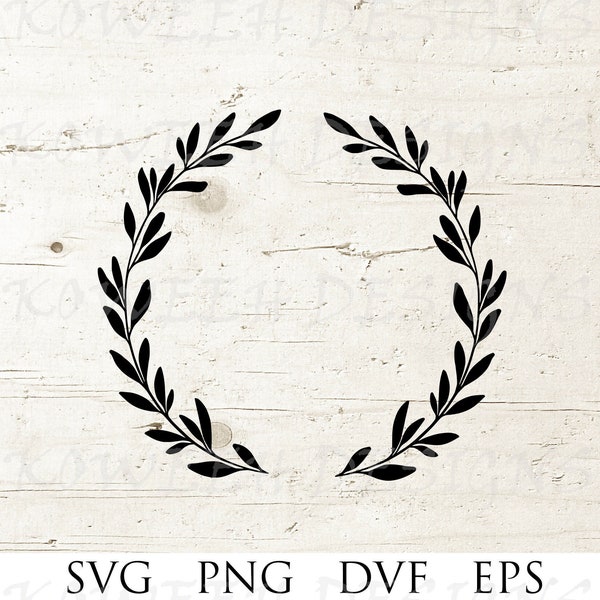 Laurel Wreath svg, Branch Frame Clipart, Circle Leaf Border, Botanical Garland, Flourish Decorative Frame Border, png dfx, eps