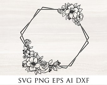 Download Hexagon Floral Svg Etsy