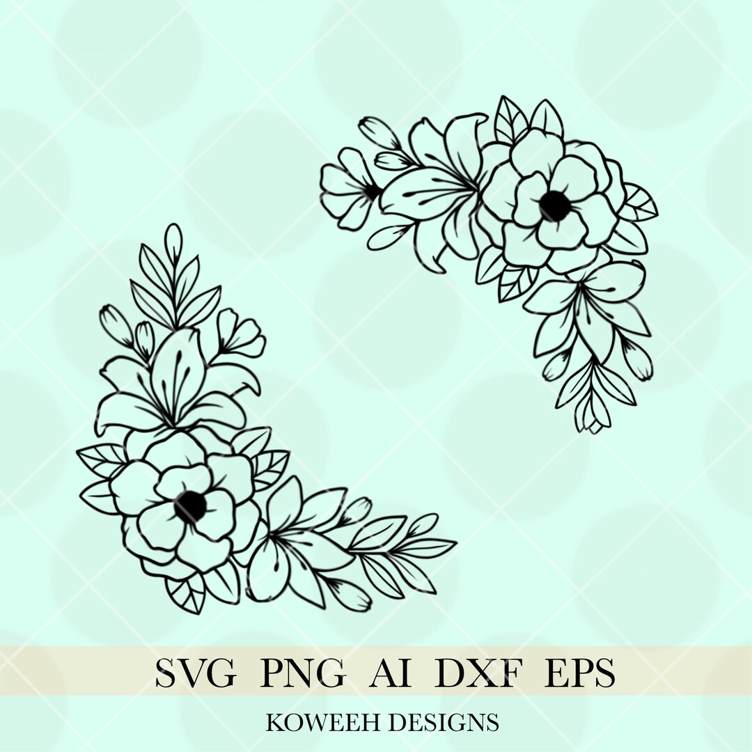 FLORAL BORDER Svg, Flower Border Svg, Floral Frame Svg, Wedding Border