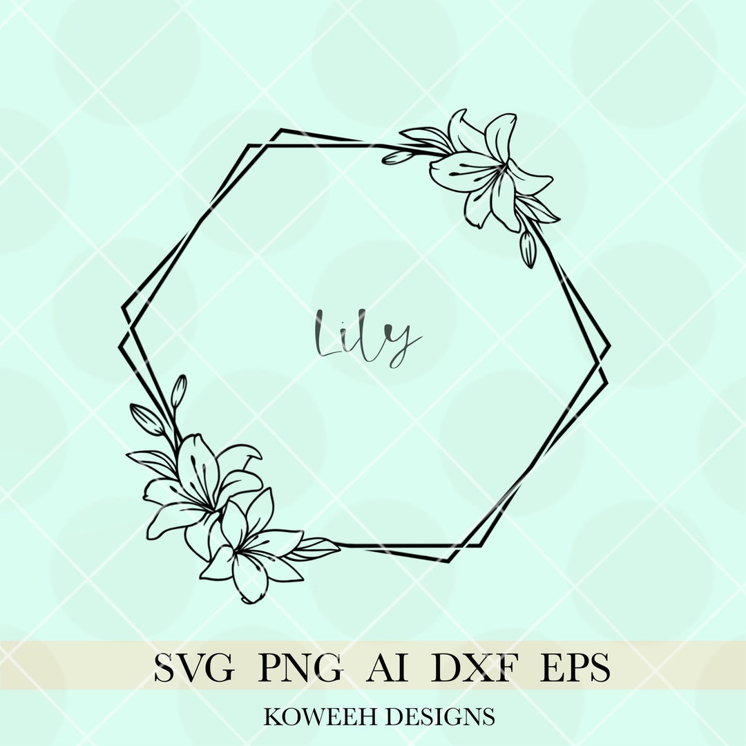 Hexagon Frame Svg, Floral Frame Svg, Floral Hexagon Frame, Floral Border, Wedding Frame Svg