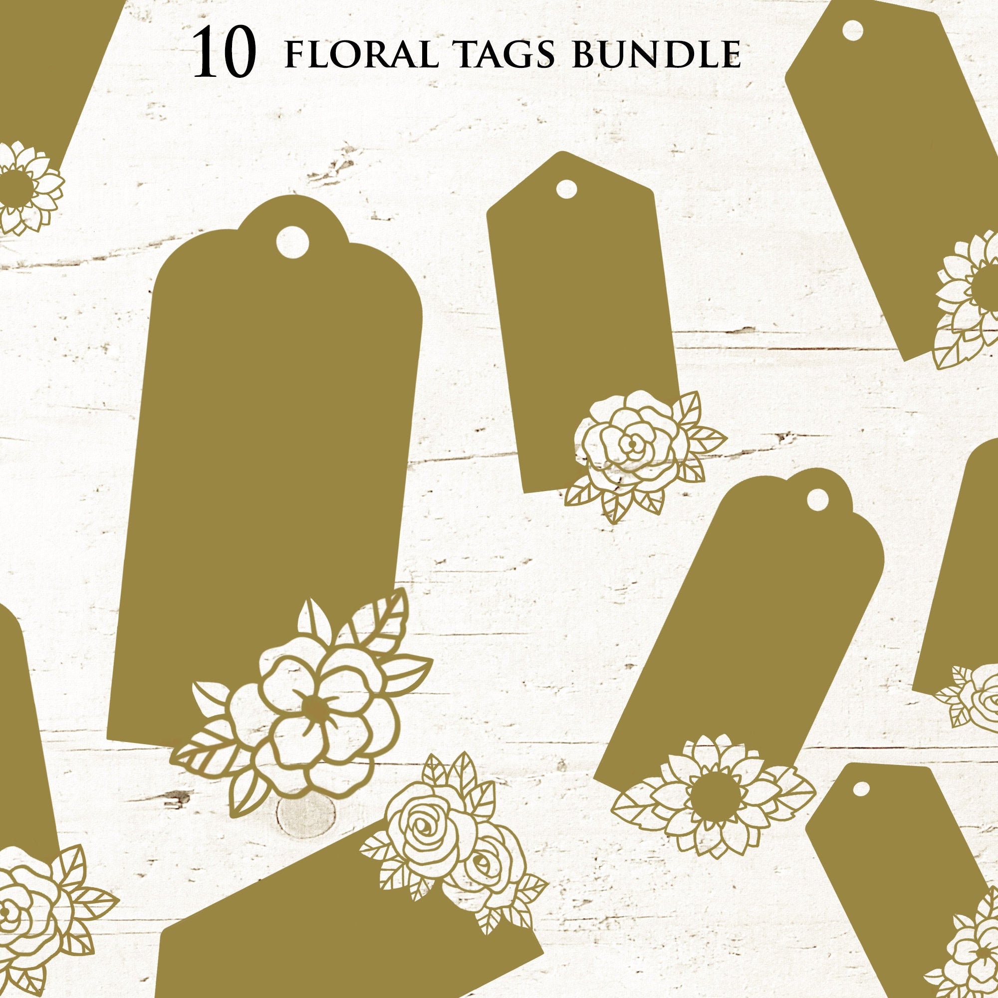 Floral tags svg floral tags bundle Floral tag template Tags Etsy