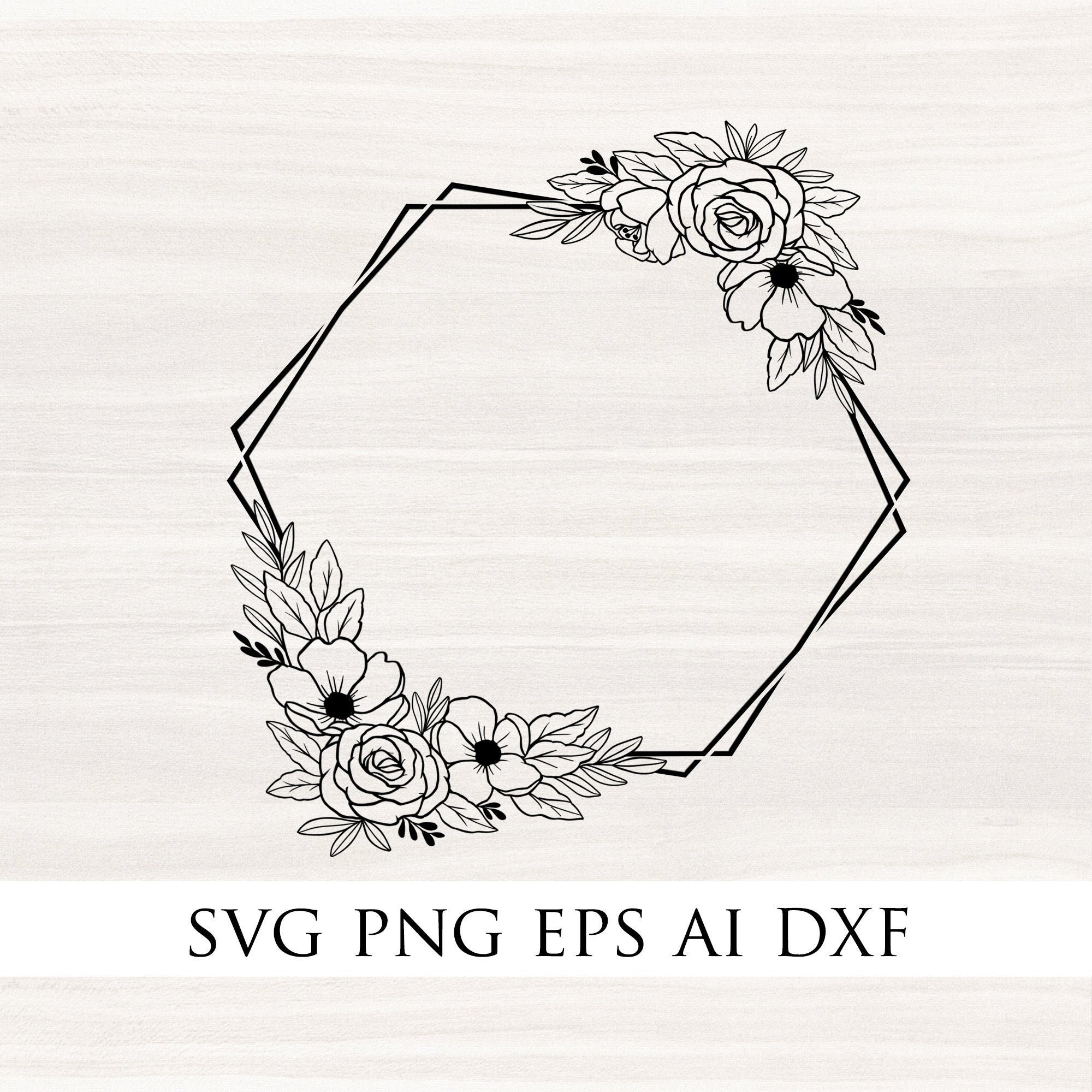 Download FLORAL FRAME SVG Hexagon Frame svg floral hexagon Frame | Etsy