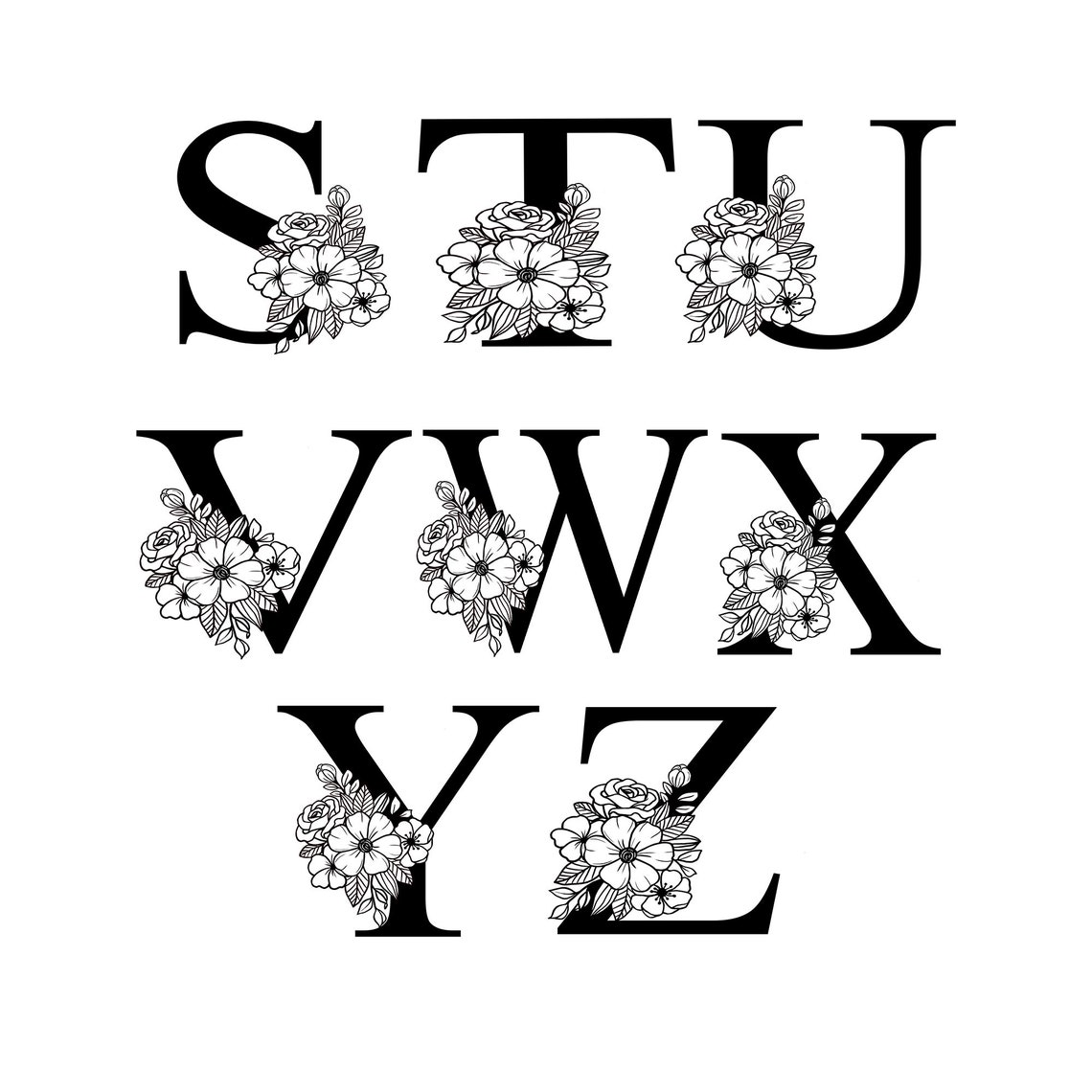 FLORAL ALPHABET SVG Floral Letters AZ svg Flower alphabet Etsy