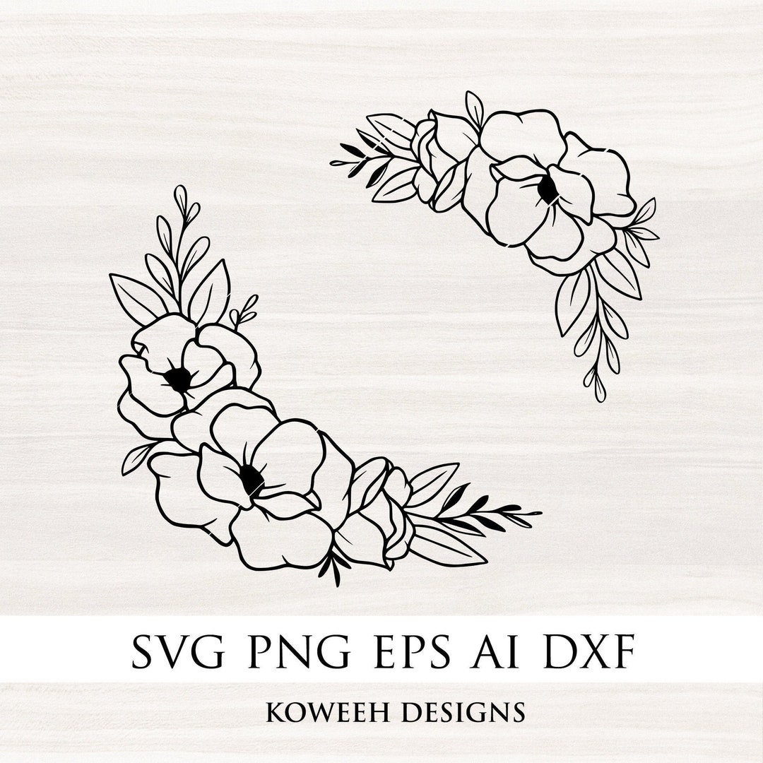 FLORAL BORDER Svg, Flower Border Svg, Floral Monogram, Floral Svg