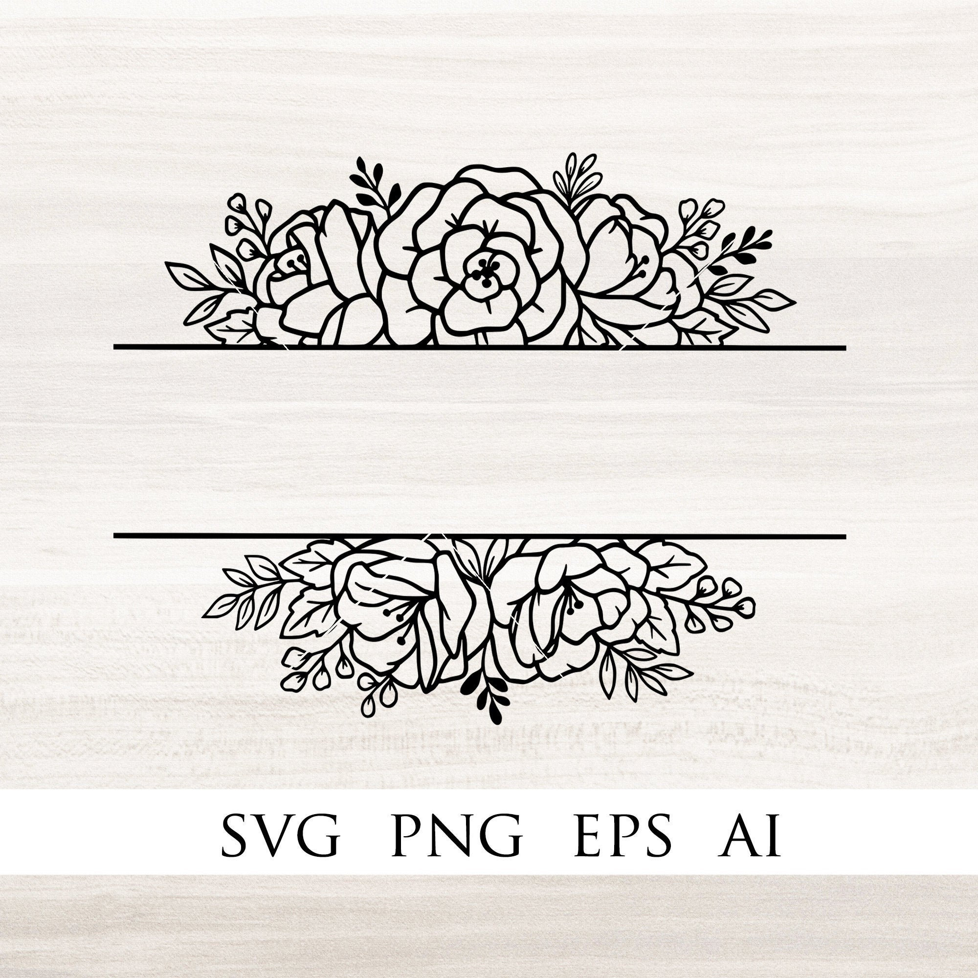 Split Floral Frame Svg Floral Monogram Border Floral Border 