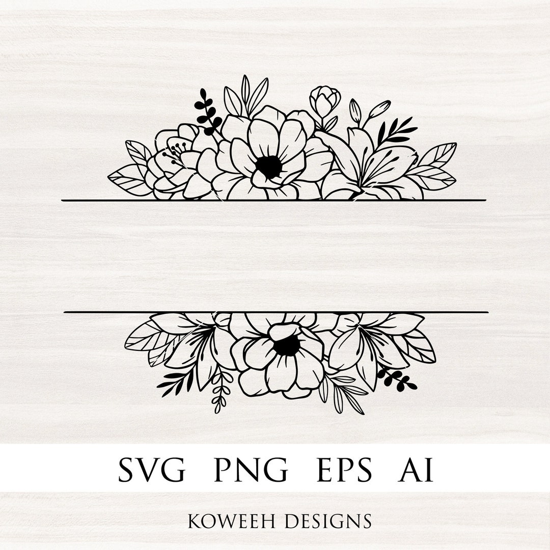 Split Flower Monogram Border Decor Graphic by Krit-Studio329