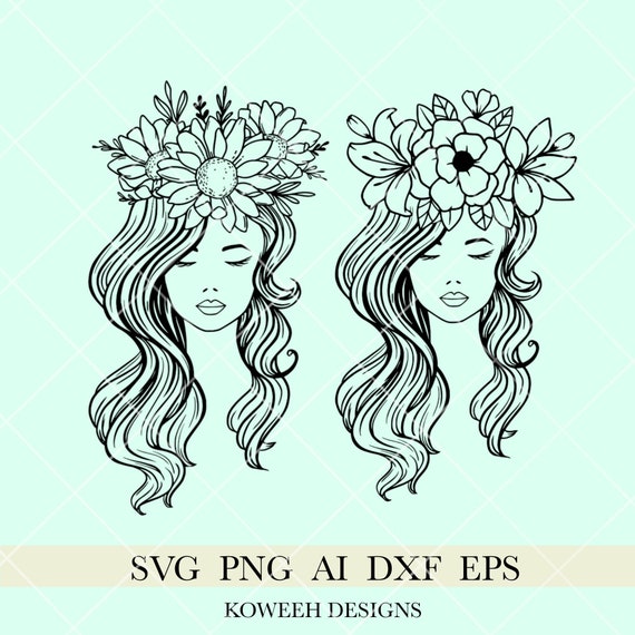 png Dxf Flower Hair Women svg Flower Hair design Ai