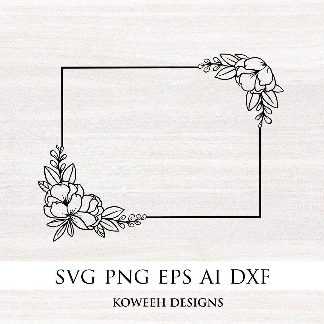 Floral Rectangle Frame Svg, Floral Border Svg, Flower Border Svg