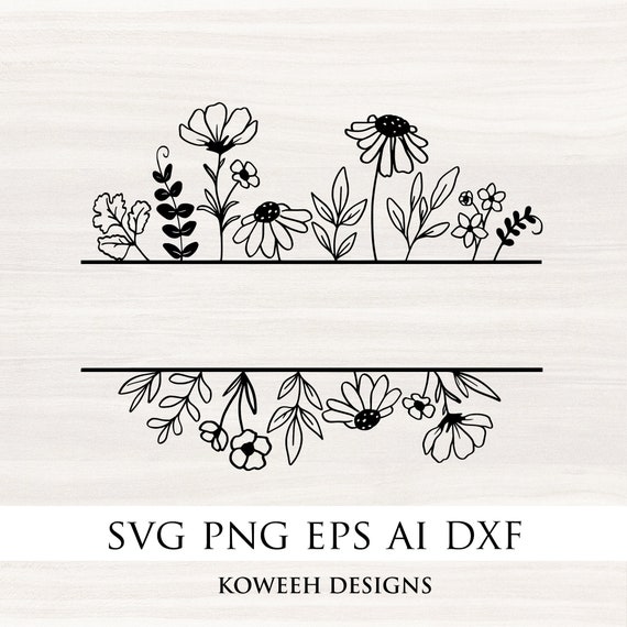 Flower Monogram, Flower Border SVG, Flower svg, Split Monogr