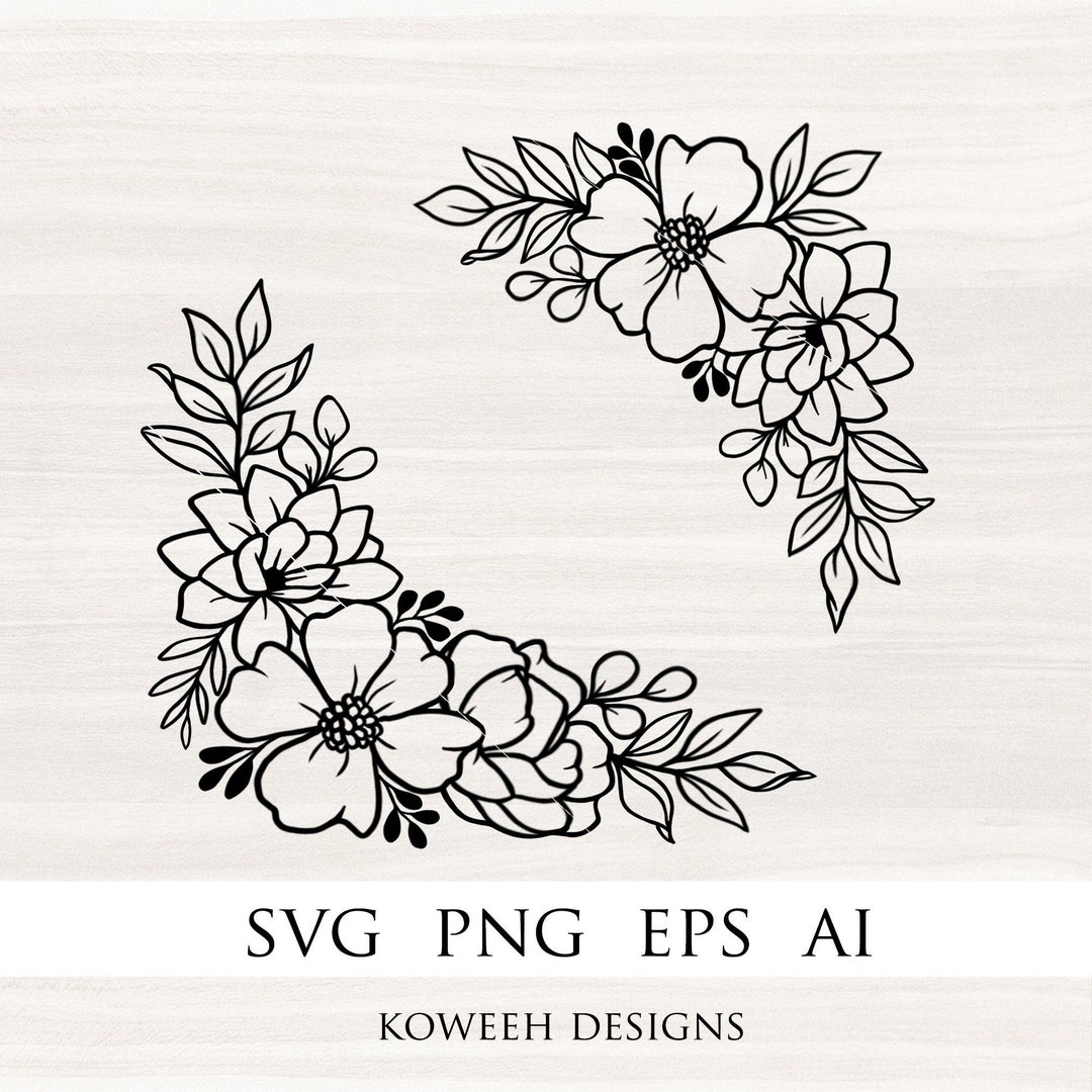 FLORAL BORDER Svg, Flower Border Svg, Flower Cut File, Floral Svg