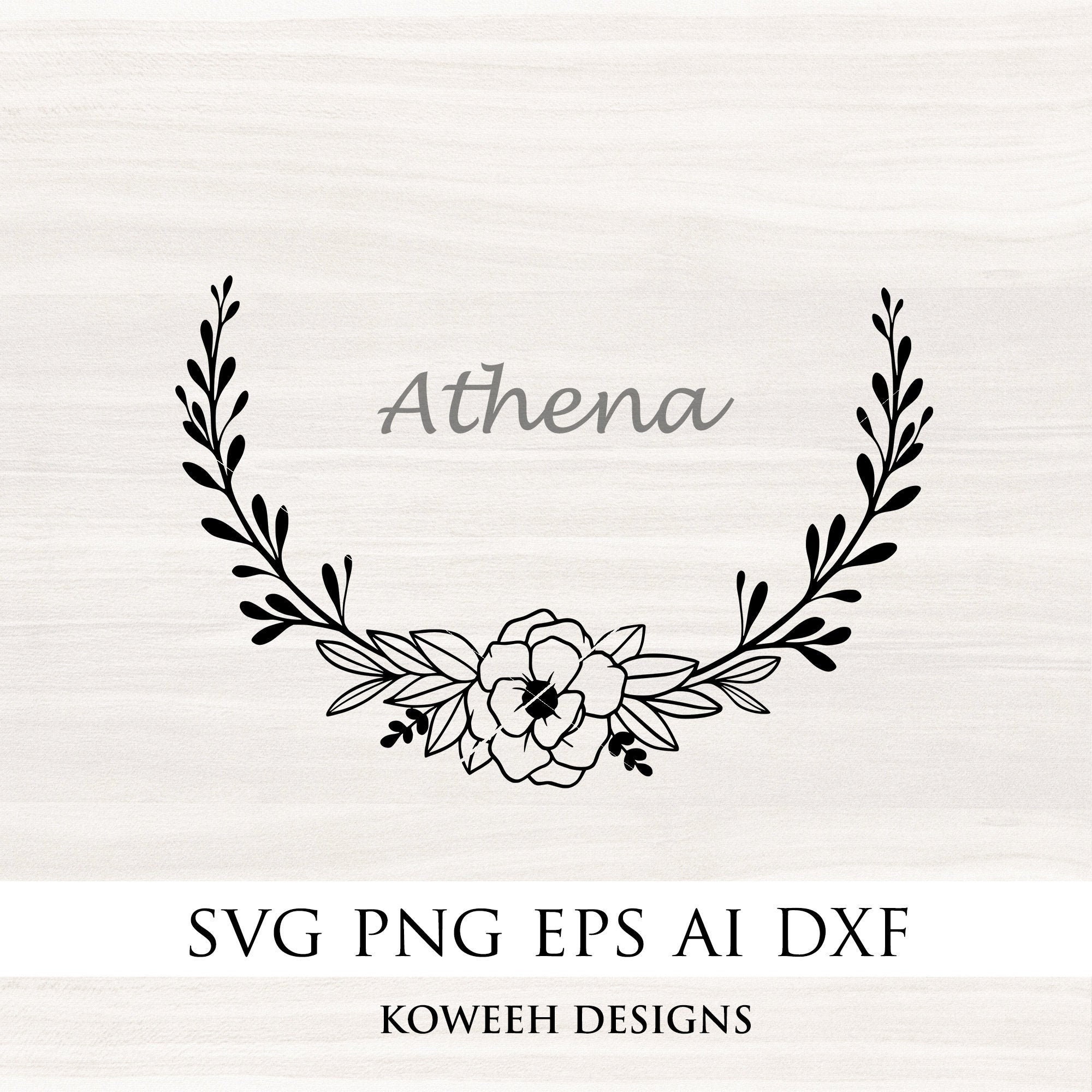 Floral rose wreath circle monogram frame svg dxf pdf cut digital file By  kArtCreation