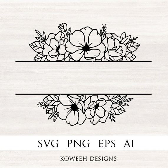 Split Floral Frame Svg Floral Monogram Border Floral Border - Etsy Canada