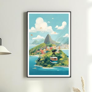 Rio De Janeiro Printable wall Art, Art Print, Digital download, Wall Art, poster, Travel print, Illustration