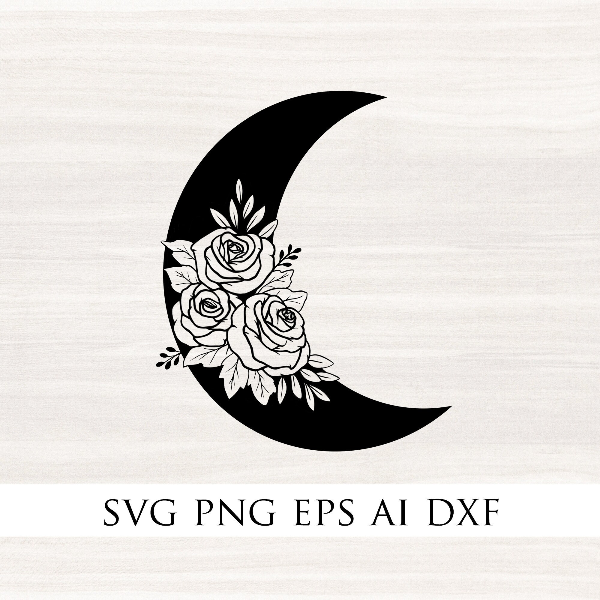 Download FLORAL MOON SVG Moon svg Flower Moon svg Crescent moon svg ...