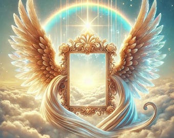 Angel wings and picture frame memorial