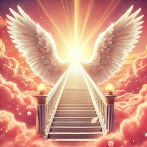 Angel wings and stairway to heaven sublimation design  JPEG