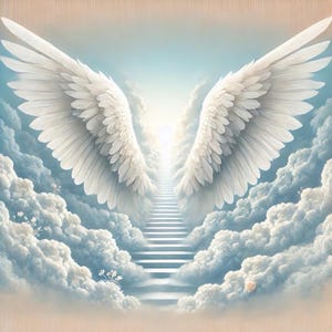 Angel wings and stairway to heaven sublimation design JPEG