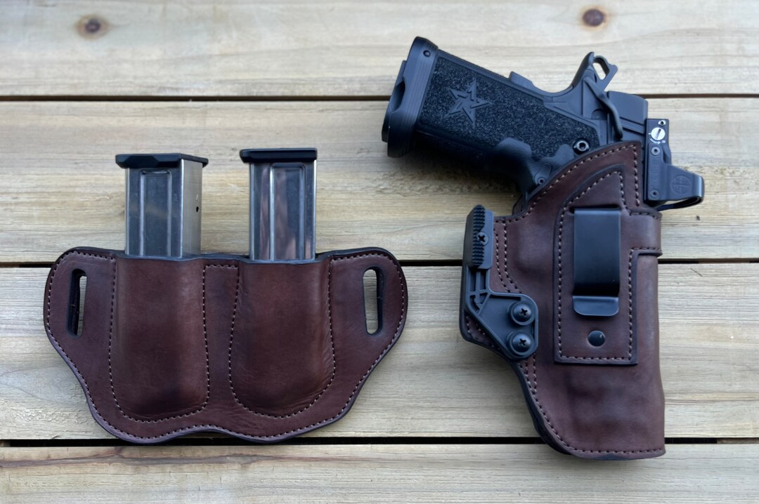 Staccato P IWB Leather Holster W/magazine Holder Combo with Optic