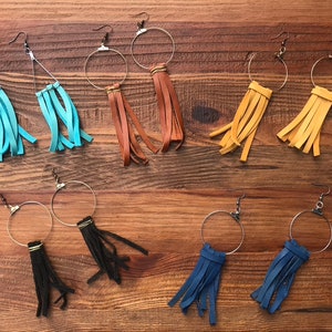 Fringe leather earrings - Western // Boho - style