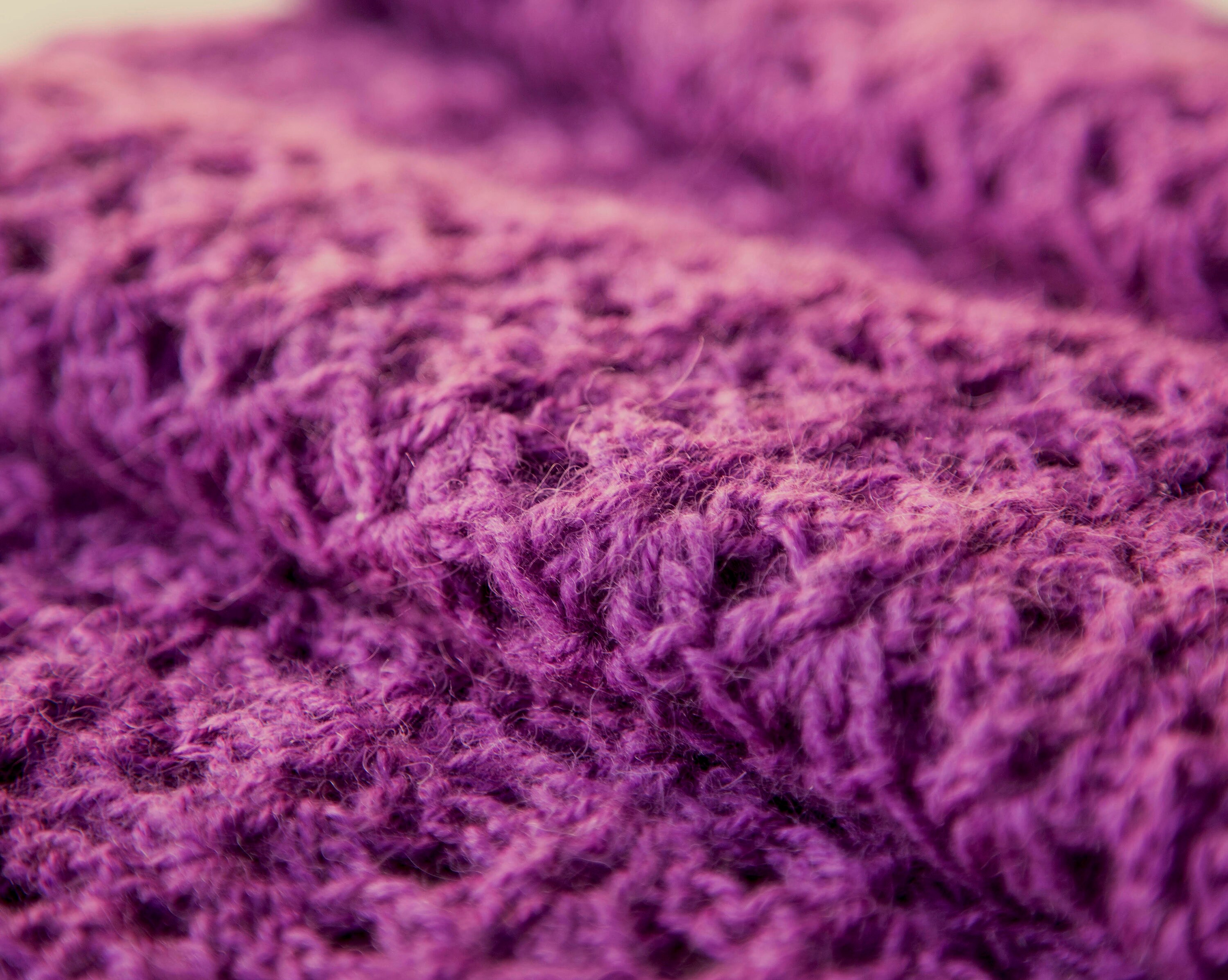 Crocheted Shawl, Raspberry Color, Fuzzy Yarn, Intricate Stitch Pattern