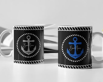 Personalized Mug for Captain | Nautical Custom Mug for Boaters | Sailing Gift for Men | Boat Gift for Him | Lake House Gift for Sailor 11oz