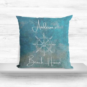 Beach House Pillow | Beach House Gift | Coastal Decor | Nautical Accessories | Custom Coastal Pillow | Boat Cushion |  Gift for Boat Owner