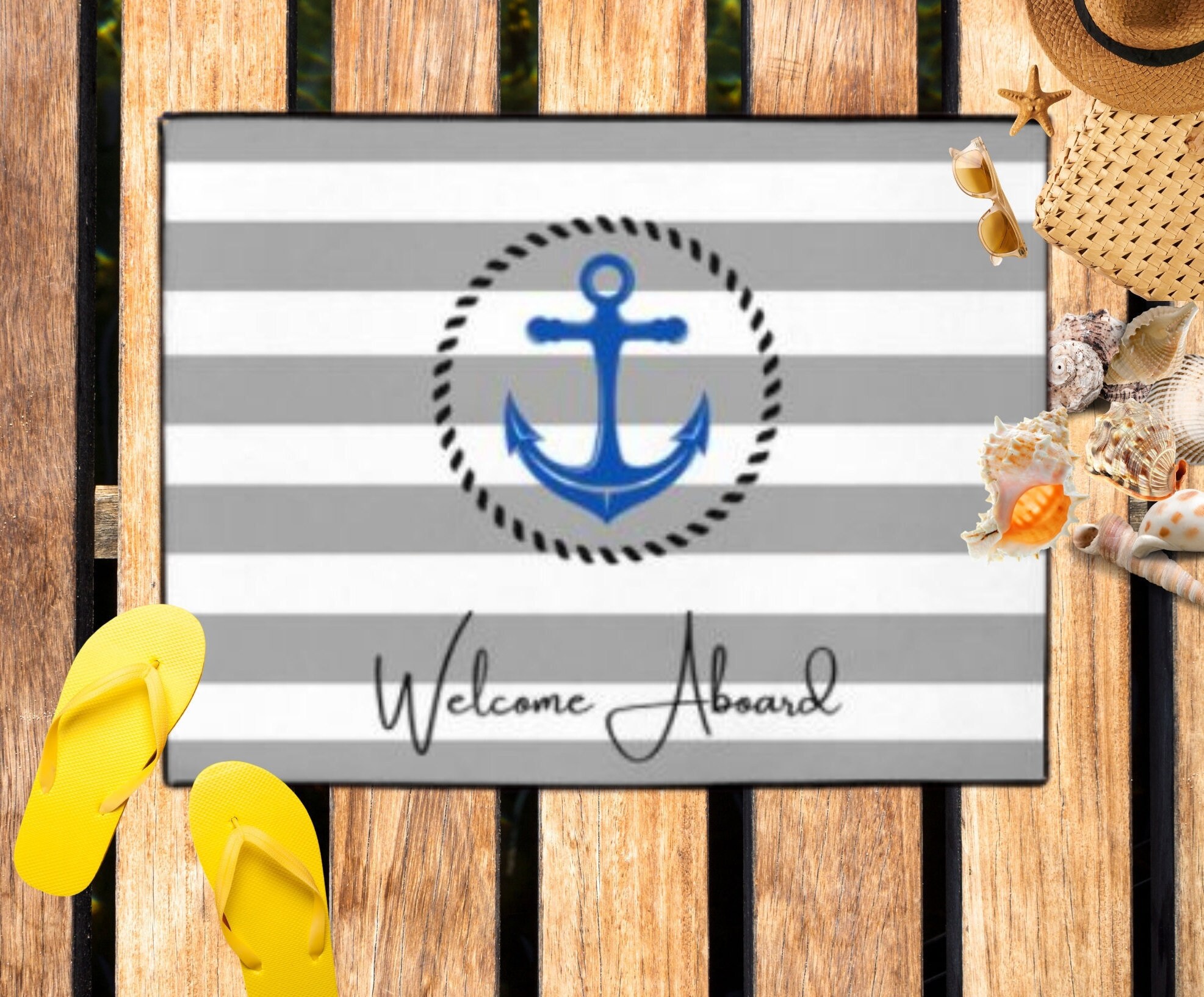 Nautical Custom Mat Personalized Doormat Boat Captain Gift Lake