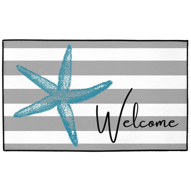 Coastal Decor Mats Beach House Decor Starfish Decor Striped