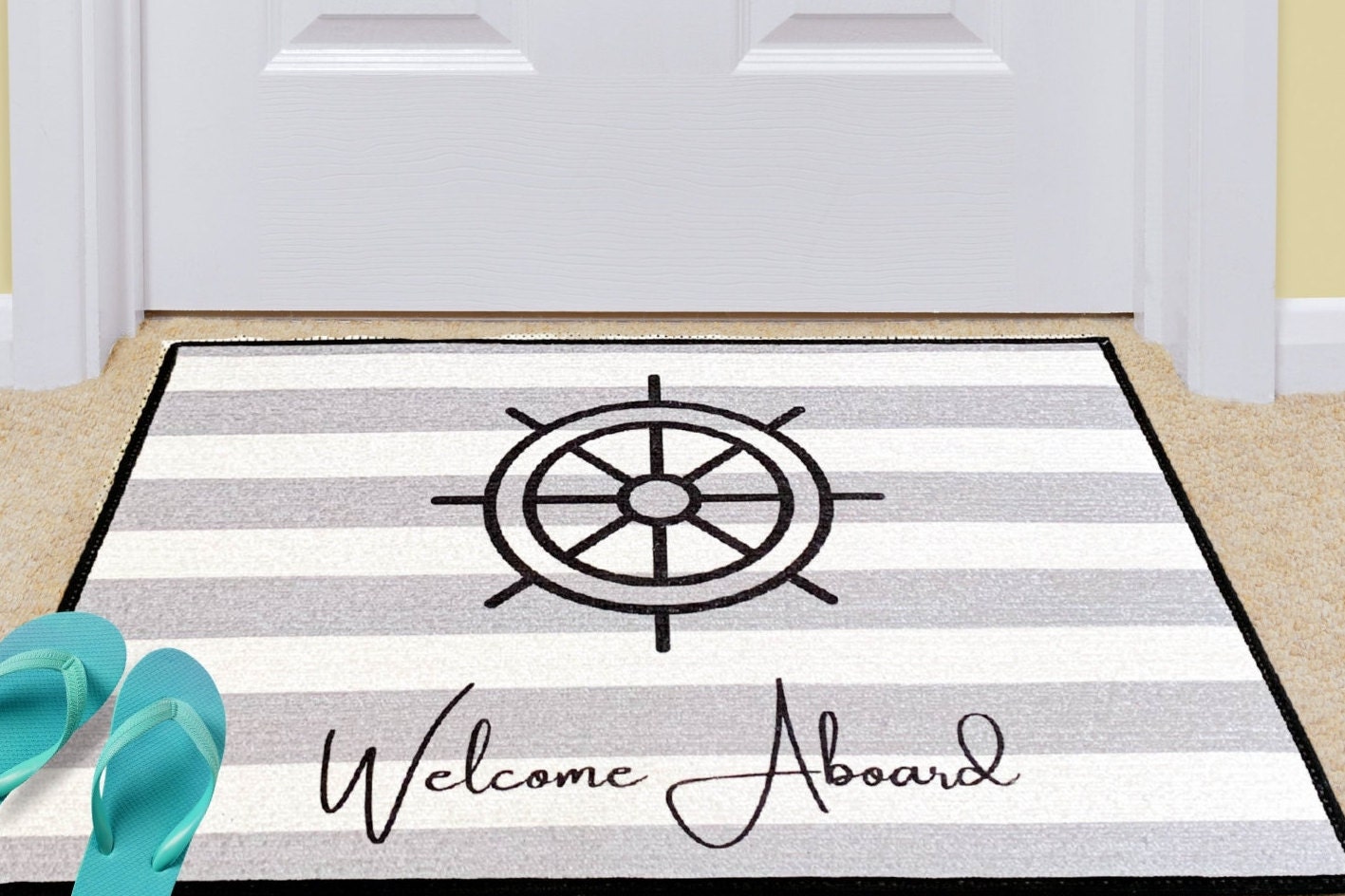 Nautical Custom Aboard Mat Personalized Doormat Etsy