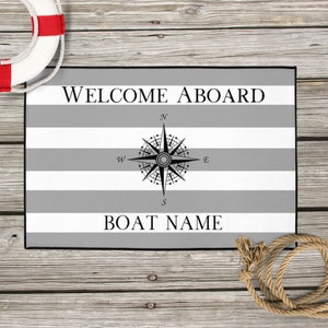 Nautical Custom Welcome Aboard Mat | Personalized Boat Mat | Boat Boarding Mat | Boat Gift | Boat Decor | Outdoor Mat (18x24,24x36,36x60)