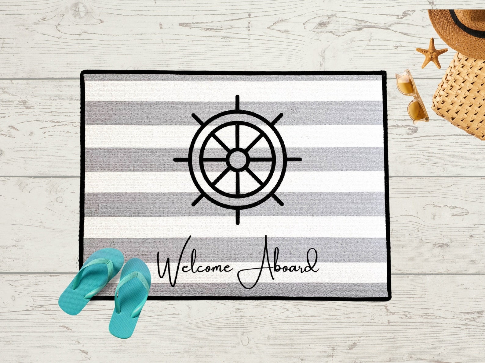 Nautical Custom Aboard Mat Personalized Doormat Boat Owner Gift