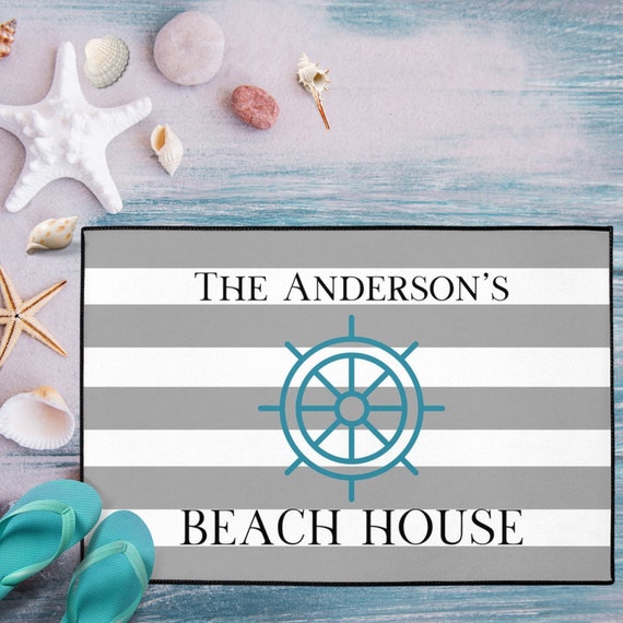 Personalized Mat Beach House Gift Coastal Decor Etsy