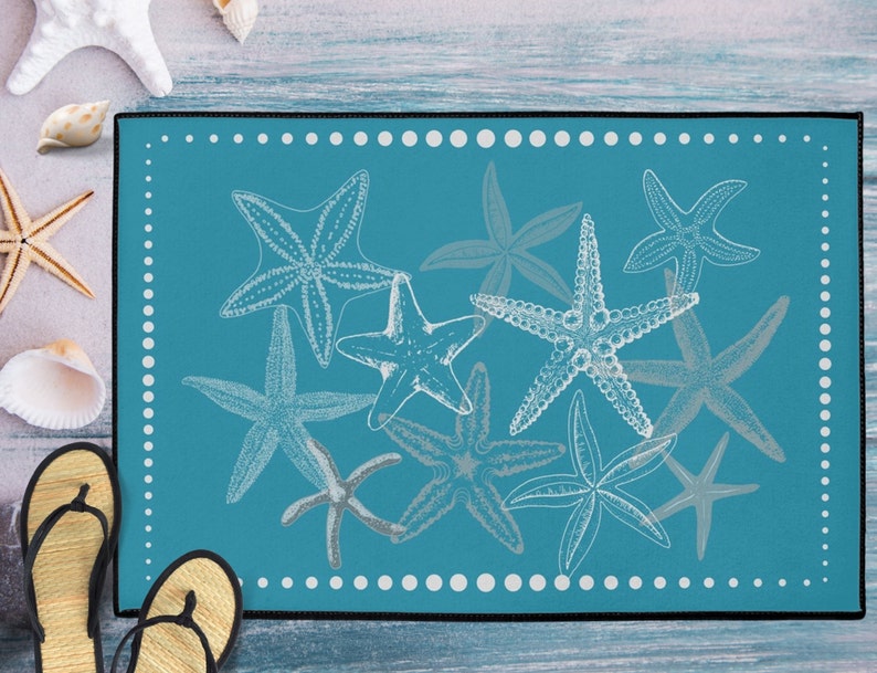 Coastal Starfish Mat Beach House Gift Beach Etsy