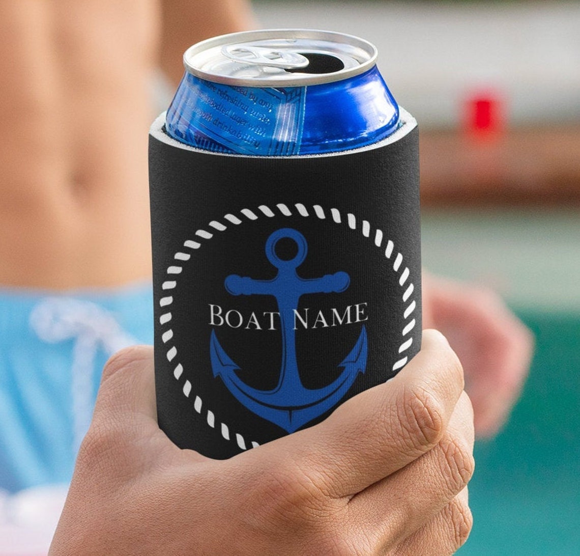 Custom Can Coolers Set of 4 Personalized Can Coozies Boat Etsy