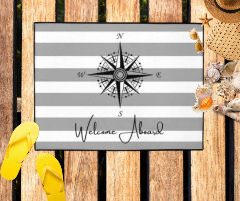 Nautical Custom Aboard Mat Personalized Doormat Boat Boarding