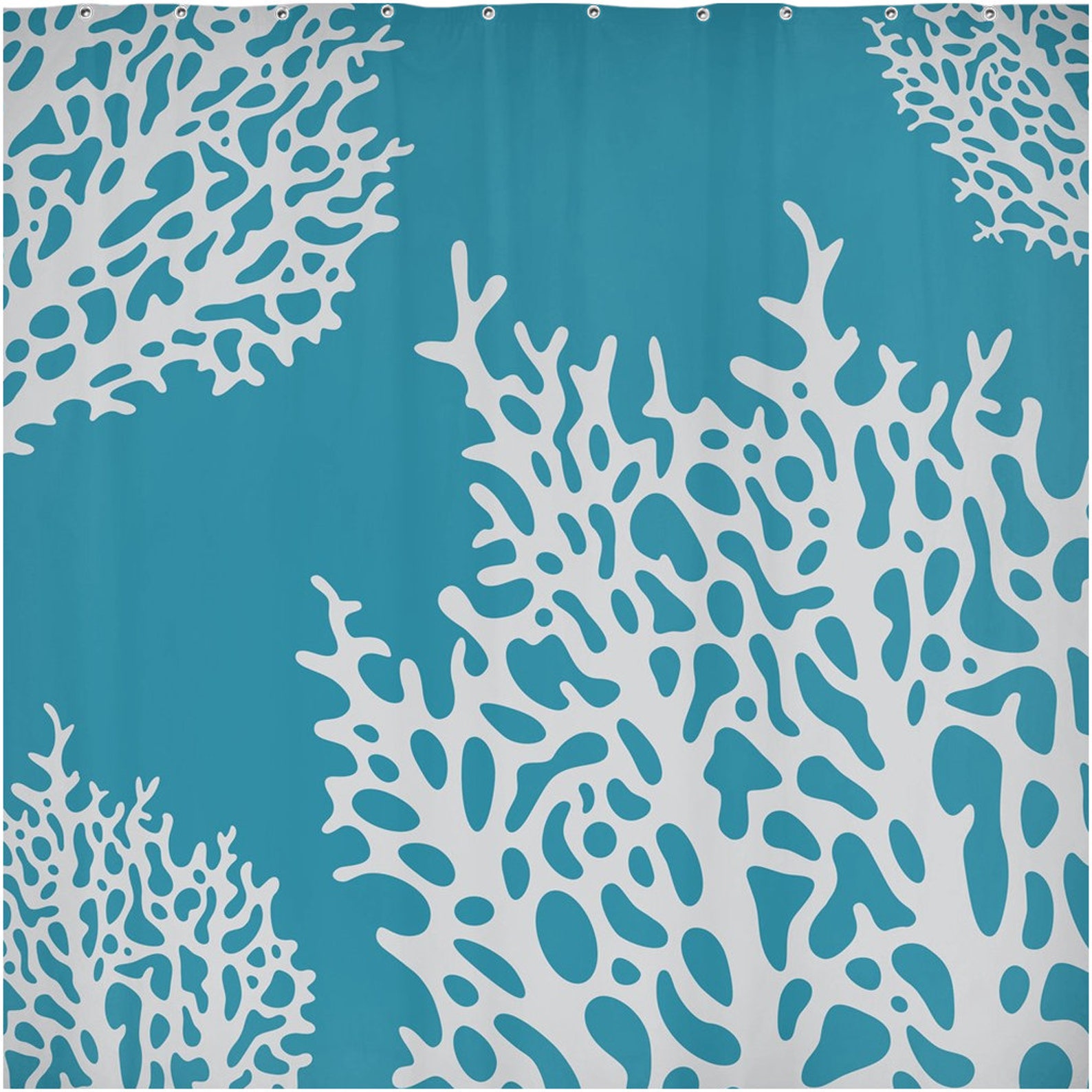 Coral Reef Shower Curtain Beach House Bathroom Coastal Etsy