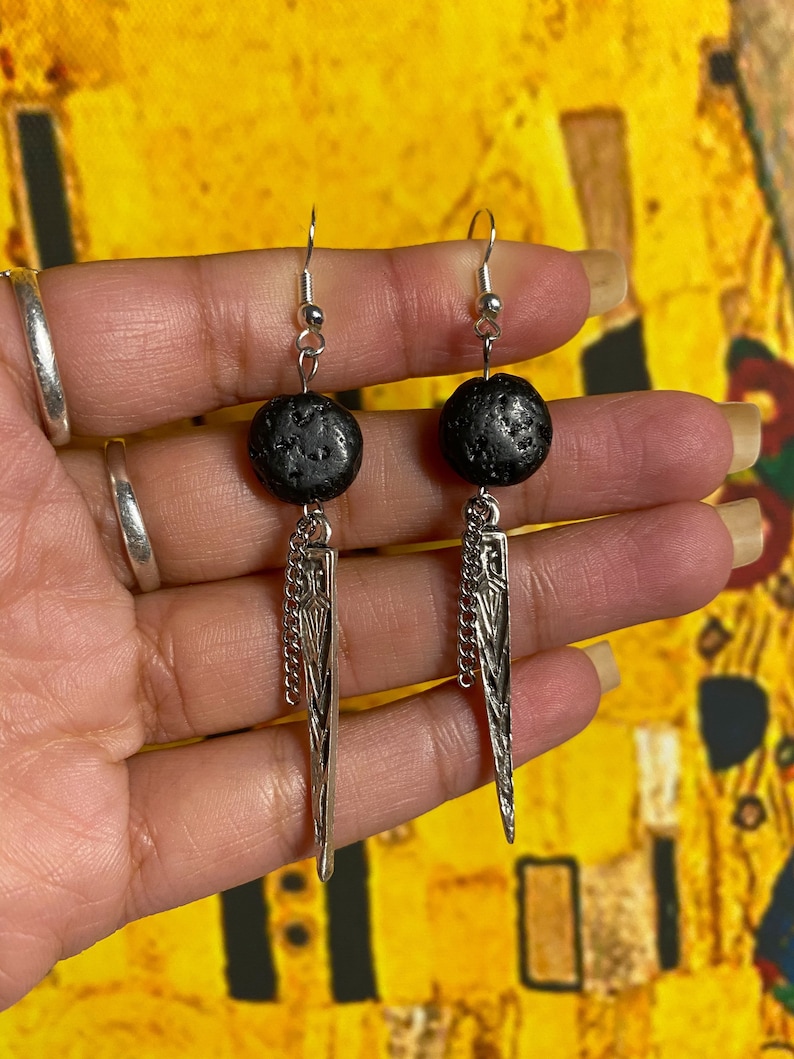 Warrior Spirit lava bead spear earrings