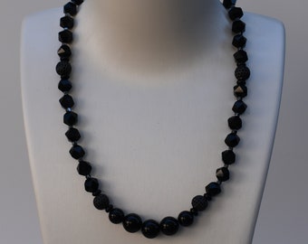 Black Agate and Onyx Necklace, 19 1/2" Length