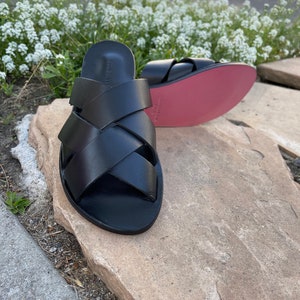 Luxury Women Leather Sandals, Genuine Leather, Handmade, Best Gift for Her- Black, Brown and Gold Atria Made in LOVE