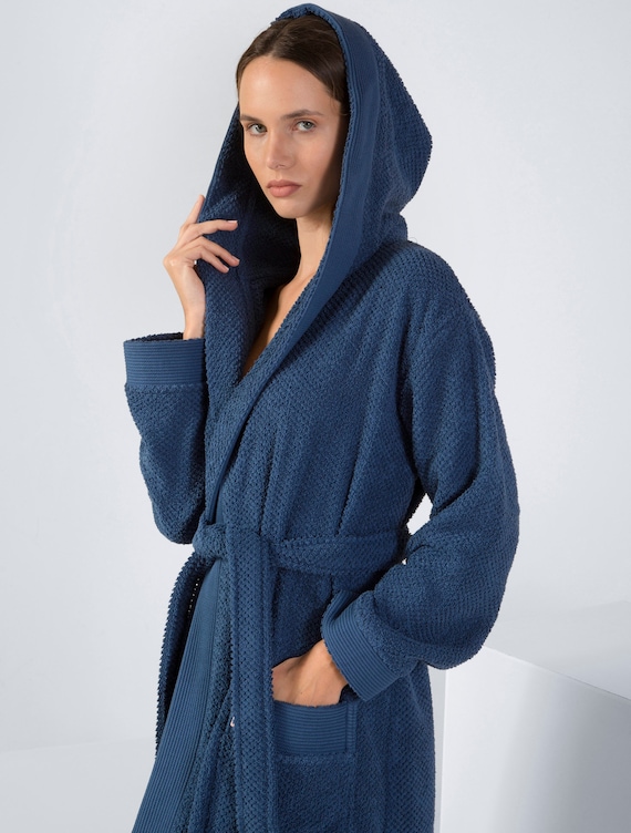 Turkish Cotton Terry Women's Premium Bathrobe Hooded - Etsy