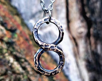 Bronze Number 8 Necklace, Minimalist Anniversary Gift for Him and Her