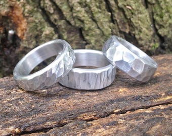 Hammered Aluminum Ring: 10th Anniversary Gift, Lightweight Modern Design