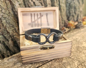 Large Forged Infinity, 6 Anniversary Bracelet with Personalized Box