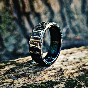 Anillo vikingo de hierro, anillo de bruja, regalo para el sexto aniversario de bodas, anillo grueso