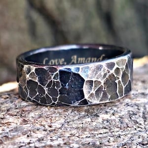 Anillo de hierro forjado a mano: anillo de aniversario de 6.º, alianza minimalista de herrero.