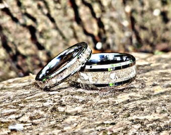 Pet Cremation Ring for Ashes, Tungsten Carbide Pet Loss Band, Fur and Ash Keepsake