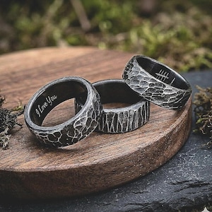 Hand Forged Iron Ring, 6th Anniversary Traditional Gift Him Her, Alternative Jewelry Personalized