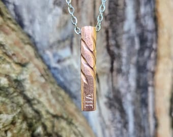 Copper Twist Necklace, 7th Anniversary, Handmade Copper Gift, Blacksmith Made, Seventh Anniversary.