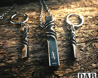 Twisted Iron Pendant and Earrings, 6th and 11th Anniversary Set, Personalized Engraving