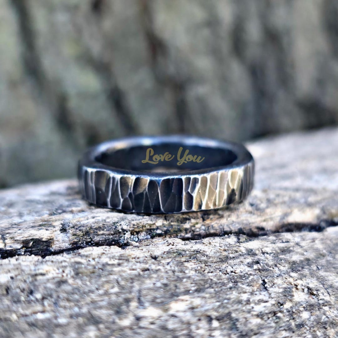 Bague viking en fer forgé à la main, alliance païenne, style